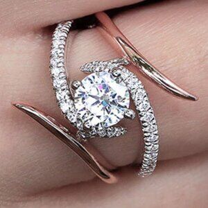 💞Fashion Twisted Dainty Shiny Zircon Thin Wedding Rings for Women, EVGG1…